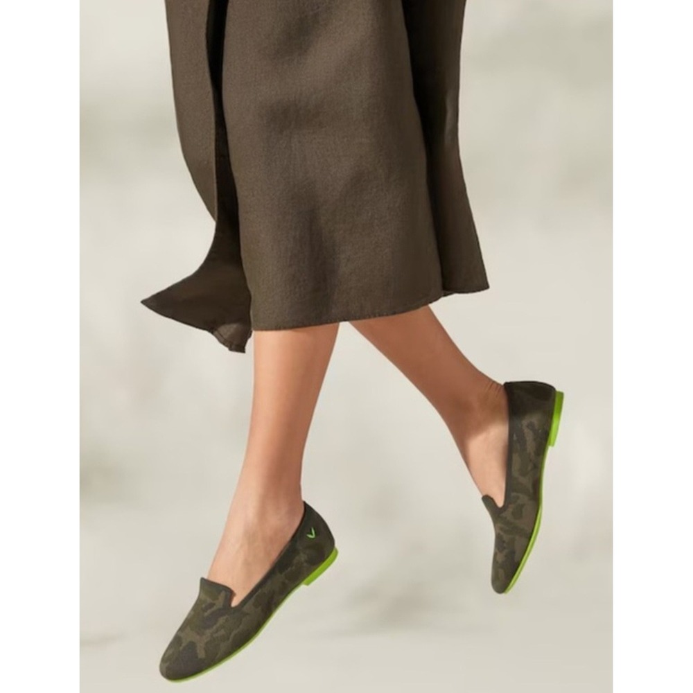 VIVAIA Audrey Dark Camo Knit Loafers Neon Green Sole EU 40 US 9 NEW